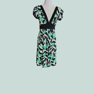 Green and Black Patterned Dress